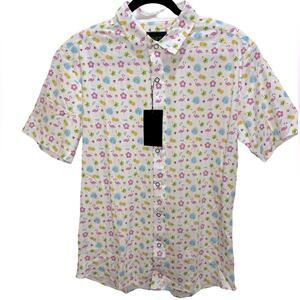 Loft 604 Flamingo Printed Button Down Shirt Size M